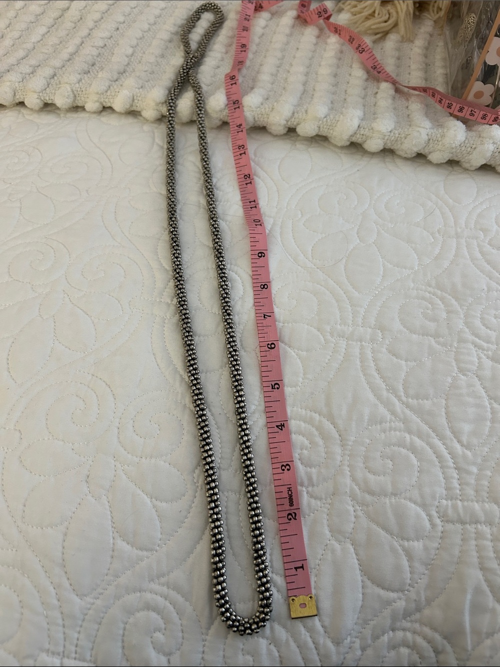 Born Long Silver Beaded Necklace